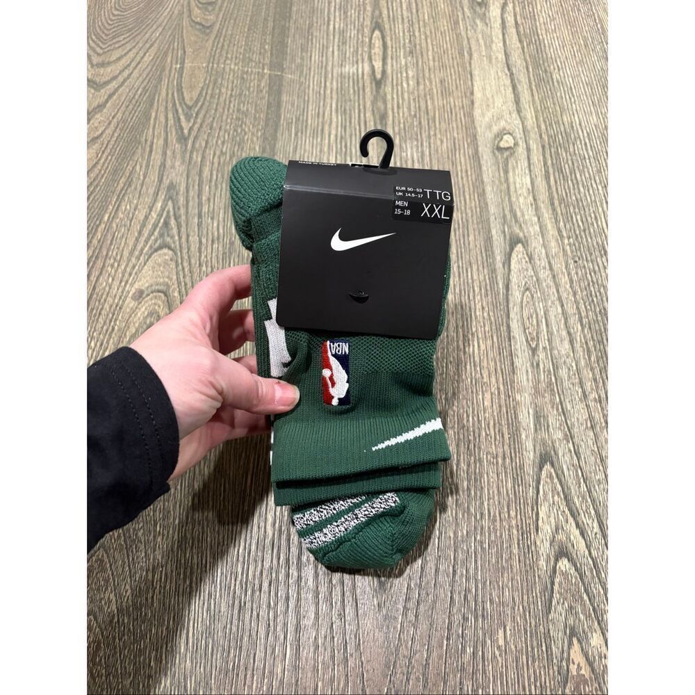 NWT Nike Mens Swoosh NBA Authentic Issued Basketball Crew Socks Green Size XXL